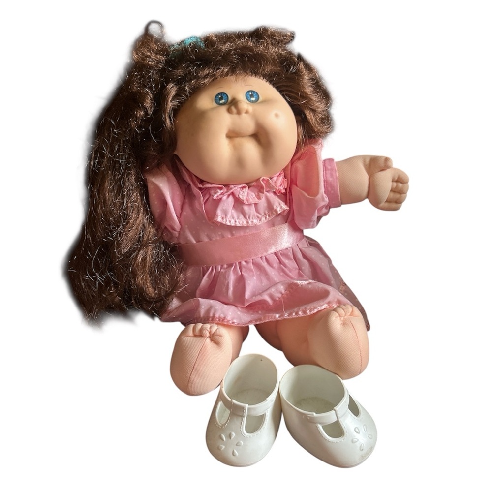 Vintage Cabbage Adorable Pink Doll with Brown Hair